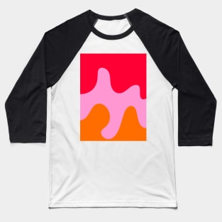 Abstract modern shapes pink, orange, red Baseball T-Shirt